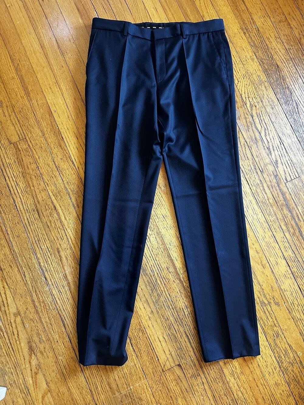 Hugo Boss The One Mens 38L Blue Slim Fit Dress Trousers